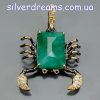 Брошь/подвеска серебро натуральный зелёный берилл