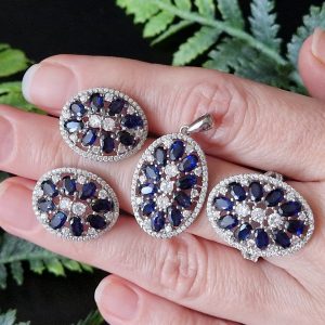 Набор серебро природный сапфир