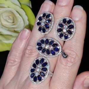 Гарнитур серебро натуральный сапфир