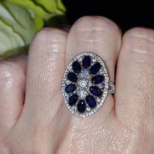 Кольцо серебро природный сапфир