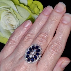 Кольцо серебро натуральный сапфир