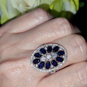 Кольцо серебро природный сапфир