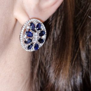 Серьги серебро природный сапфир