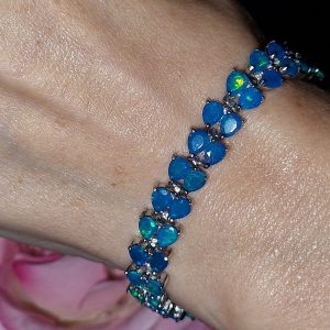 Браслет серебро натуральный голубой опал