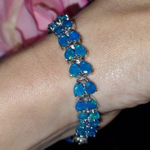 Браслет серебро натуральный голубой опал