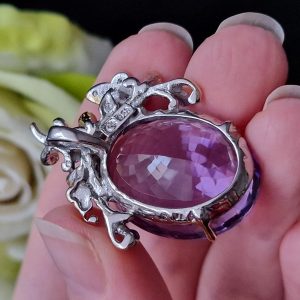 Подвес серебро натуральный аметист + изумруд