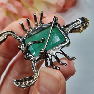 Брошь/подвес серебро натуральный зелёный берилл