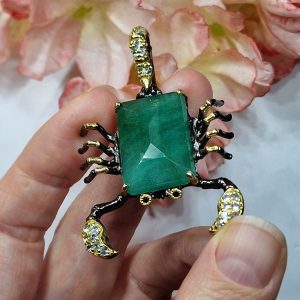 Брошь/подвес серебро натуральный зелёный берилл