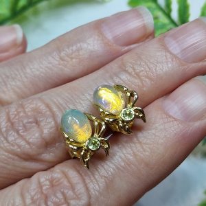 Серьги серебро природный эфиопский опал