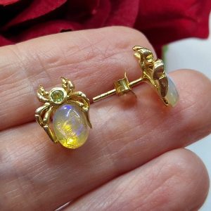 Серьги серебро природный эфиопский опал