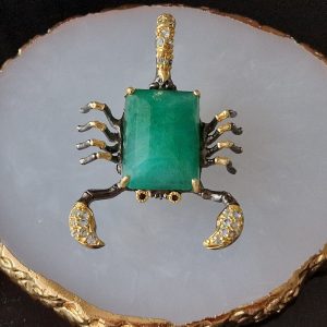 Брошь/подвес серебро натуральный зелёный берилл