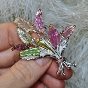 Кулон/брошь серебро природный турмалин