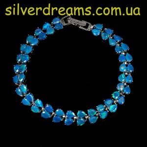 Браслет серебро натуральный голубой опал