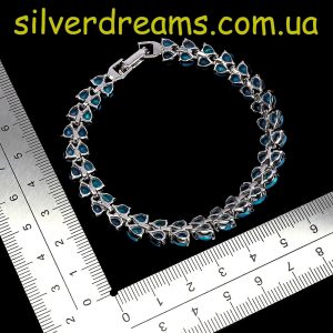 Браслет серебро натуральный голубой опал