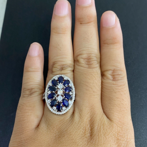 Кольцо серебро натуральный сапфир