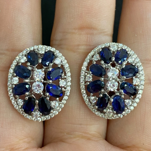 Серьги серебро природный сапфир