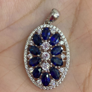 Кулон серебро природный сапфир