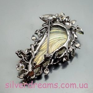 Брошь/кулон серебро природный лабрадорит оникс хризолит