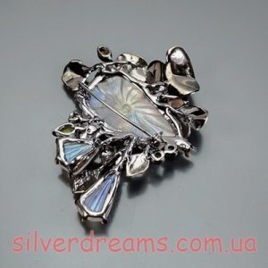 Кулон/брошь серебро природный лабрадорит
