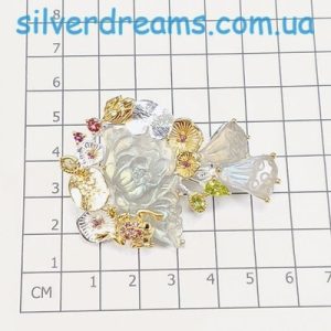 Кулон/брошь серебро природный лабрадорит