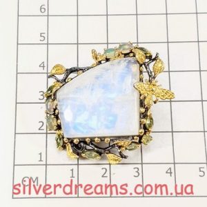 Alternative view of HANDMADE! Серебряная брошь/подвеска Пчёлка с лунным камнем Адуляр 30 кт + Опал + Хризолит