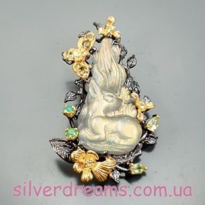 Подвес/брошь серебро натуральный лабрадор