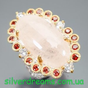 Перстень серебро натуральный морганит