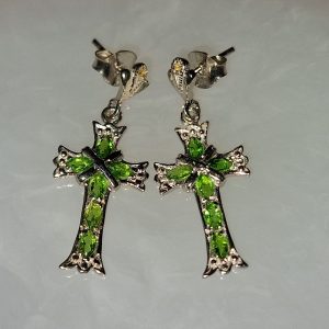 Серьги серебро природный диопсид