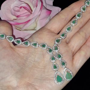 Ожерелье серебро натуральный изумруд