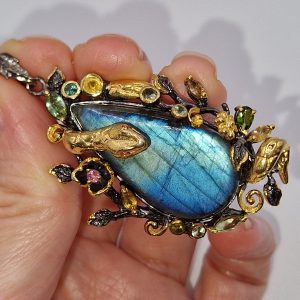 Подвес серебро натуральный лабрадор