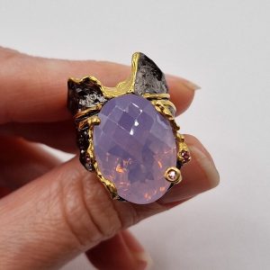 Перстень серебро натуральный лавандовый аметист