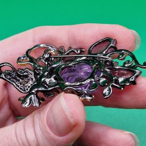 Подвес/брошь серебро натуральный аметист + турмалин