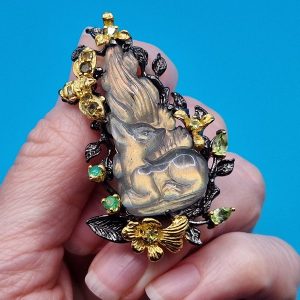 Брошь/подвеска серебро натуральный лабрадорит