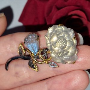 Брошь серебро природный лабрадор