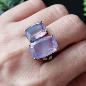 Перстень серебро натуральный лавандовый кварц