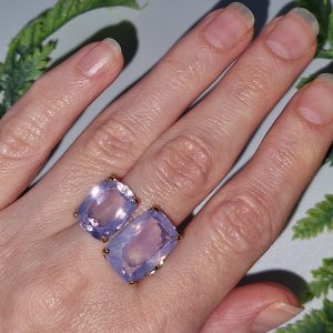 Перстень серебро натуральный лавандовый кварц