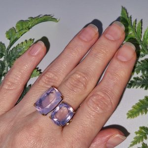 Кольцо серебро природный лавандовый аметист