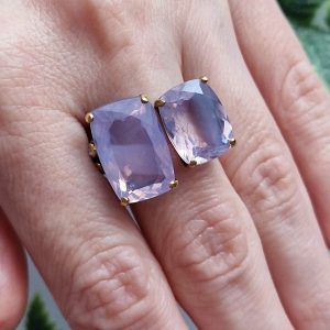 Кольцо серебро природный лавандовый аметист