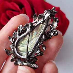 Кулон/брошь серебро природный лабрадор