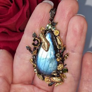 Кулон серебро природный лабрадорит