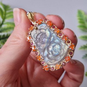 Кулон серебро природный лабрадорит + сердолик + турмалин