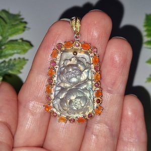 Подвес серебро натуральный лабрадор + сердолик + турмалин