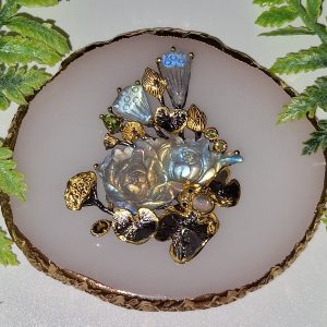 Кулон/брошь серебро природный лабрадорит