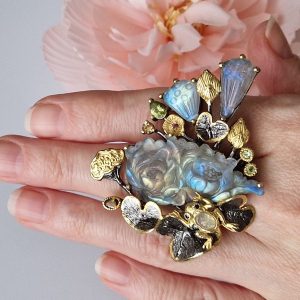 Брошь/подвеска серебро натуральный лабрадор