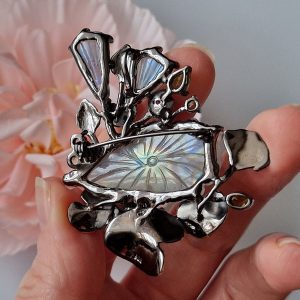 Брошь/подвес серебро натуральный лабрадорит