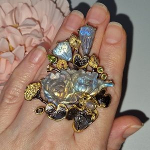 Кулон/брошь серебро природный лабрадорит