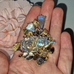 Брошь/подвес серебро натуральный лабрадорит