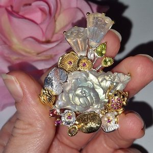 Кулон/брошь серебро природный лабрадорит