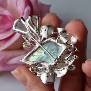 Кулон/брошь серебро природный лабрадорит