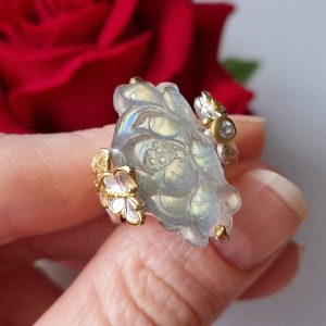 Кольцо серебро природный лабрадор